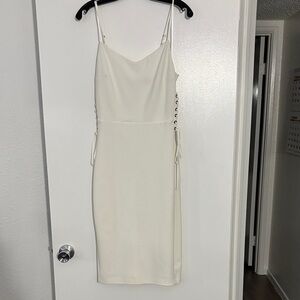 Chic Cream Midi Dress with Side Ties